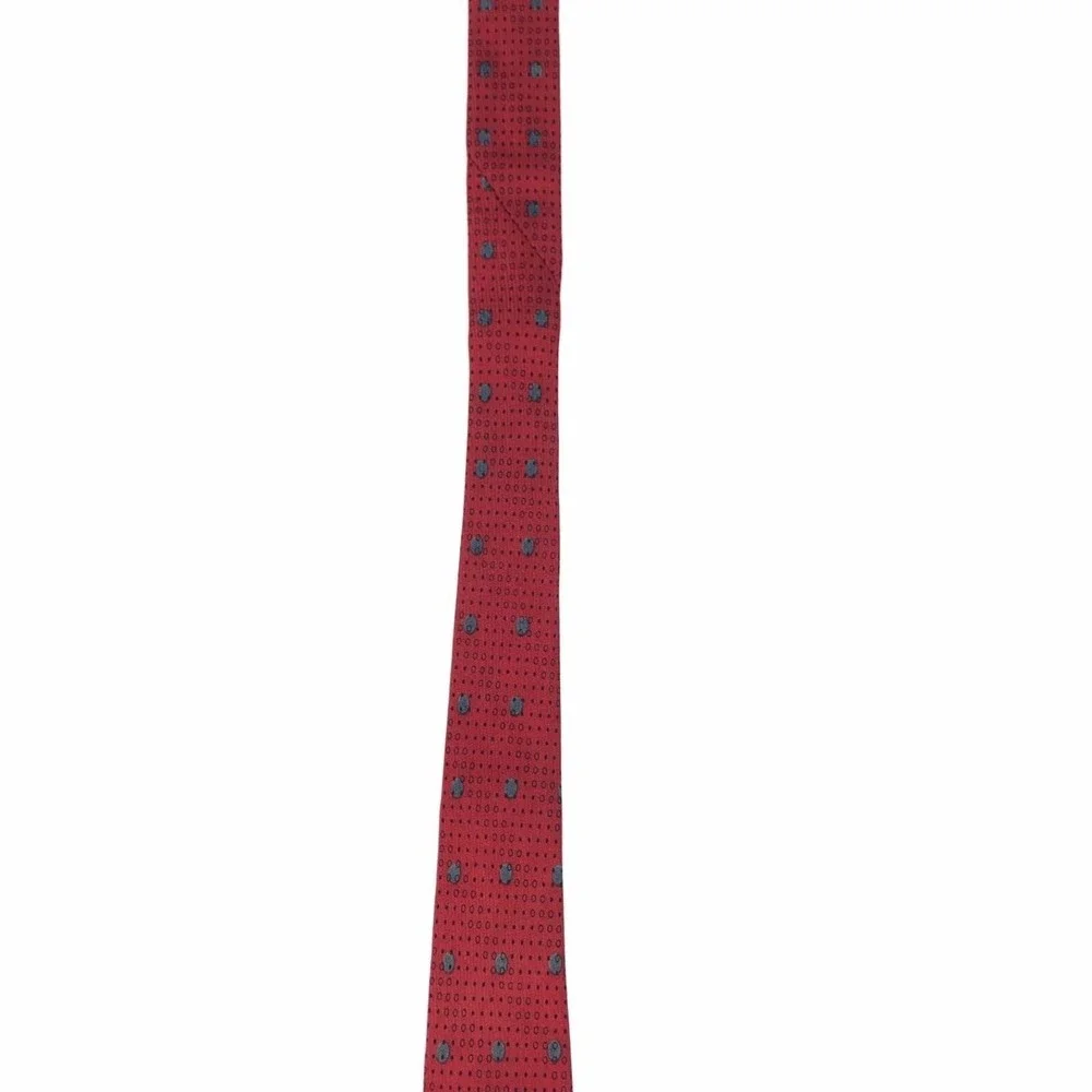 CERRUTI 1881 Silk Tie Made in ITALY Red Gray Polka Dot Men's Elegant Necktie